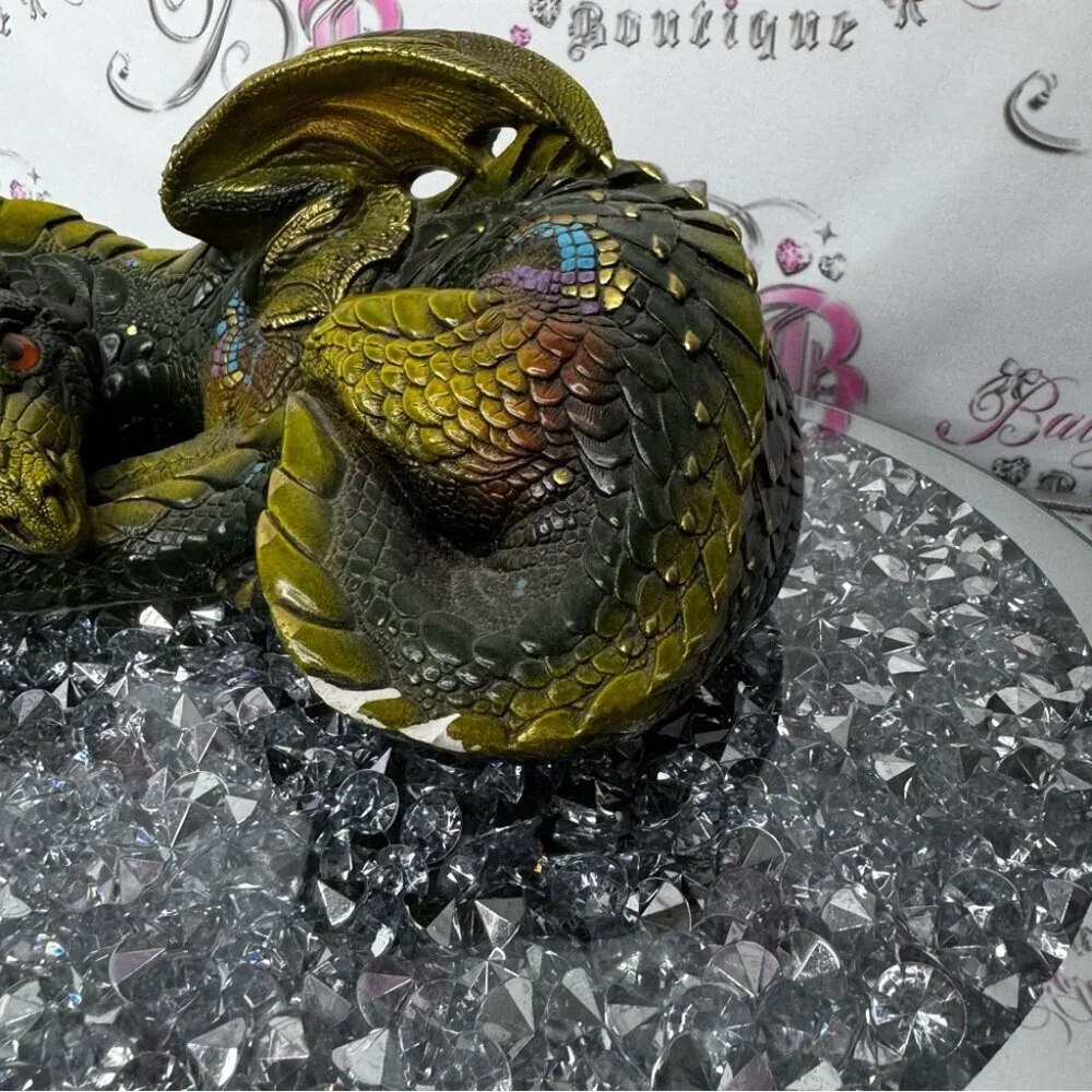 Windstone editions Hollywood California Decorative Dragon Figurine Green purple